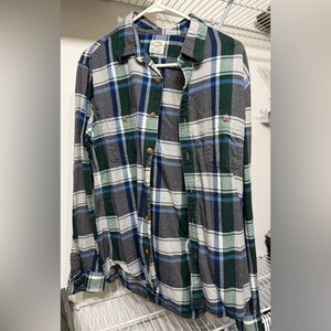 J. Crew Gray, Green, and Blue Plaid Shirt